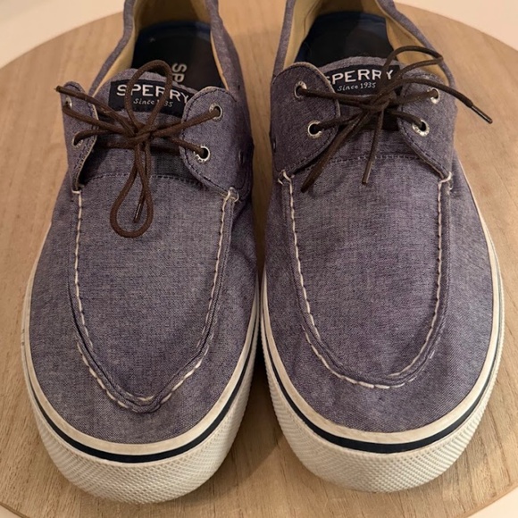 Sperry Top-Sider Men’s Bahama Chambray Boat Shoes Size 14M Blue Canvas - Picture 1 of 8